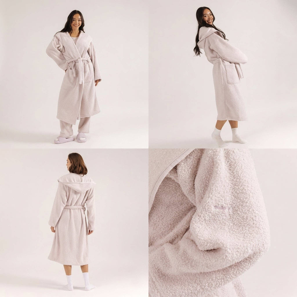 MellowSoft™ Hooded Robe: Creme / M
