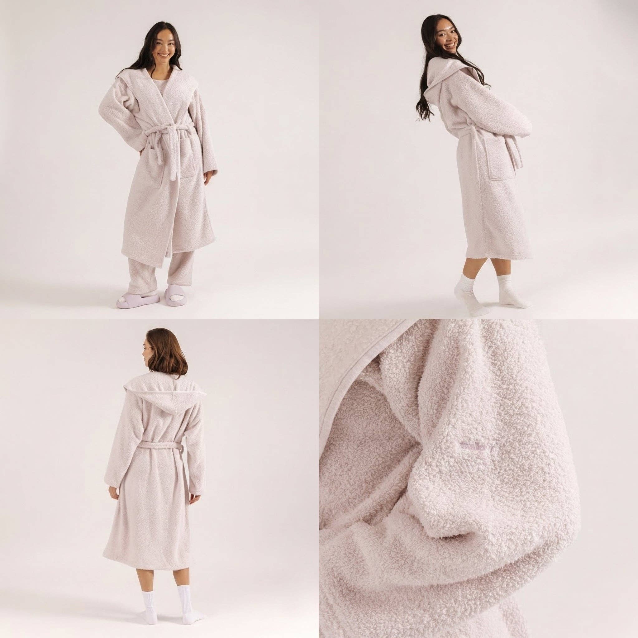 MellowSoft™ Hooded Robe: Creme / M
