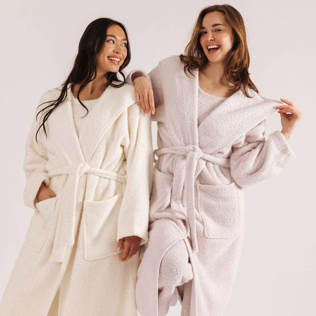 MellowSoft™ Hooded Robe: Creme / M