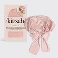 Adjustable Oversized Satin Bonnet- Blush
