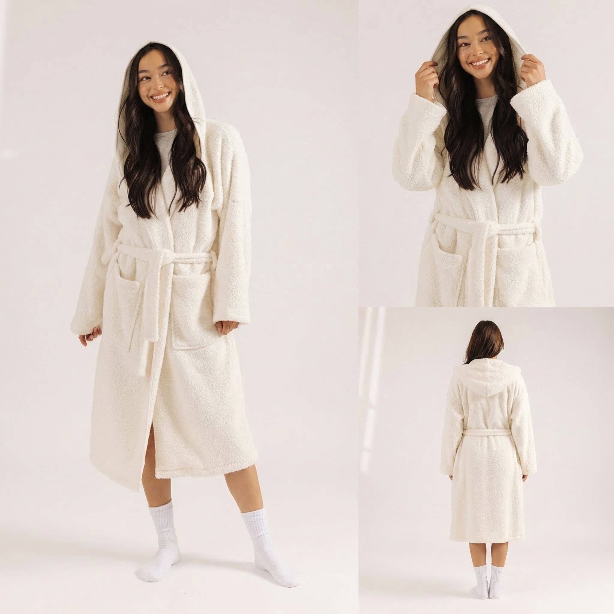 MellowSoft™ Hooded Robe: Creme / M