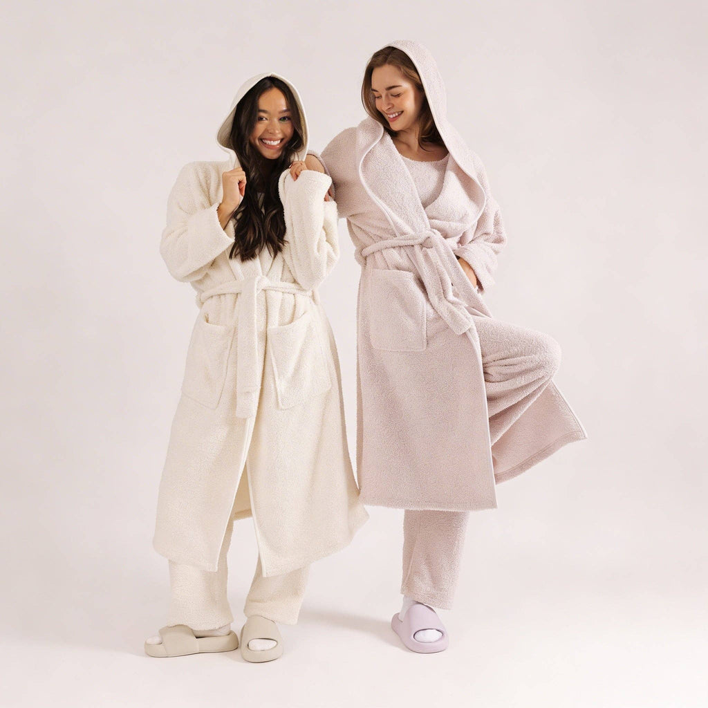 MellowSoft™ Hooded Robe: Creme / M